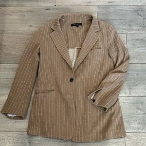 Rag & Bone camel pinstripe stretchy cotton oversize blazer sz 6 fits wide range